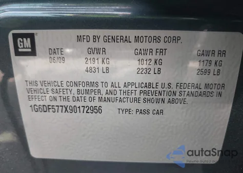 2009 Cadillac Cts Standard из США, поврежденный, VIN 1G6DF577X90172956